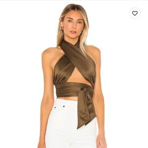 LPA cropped silk olive top